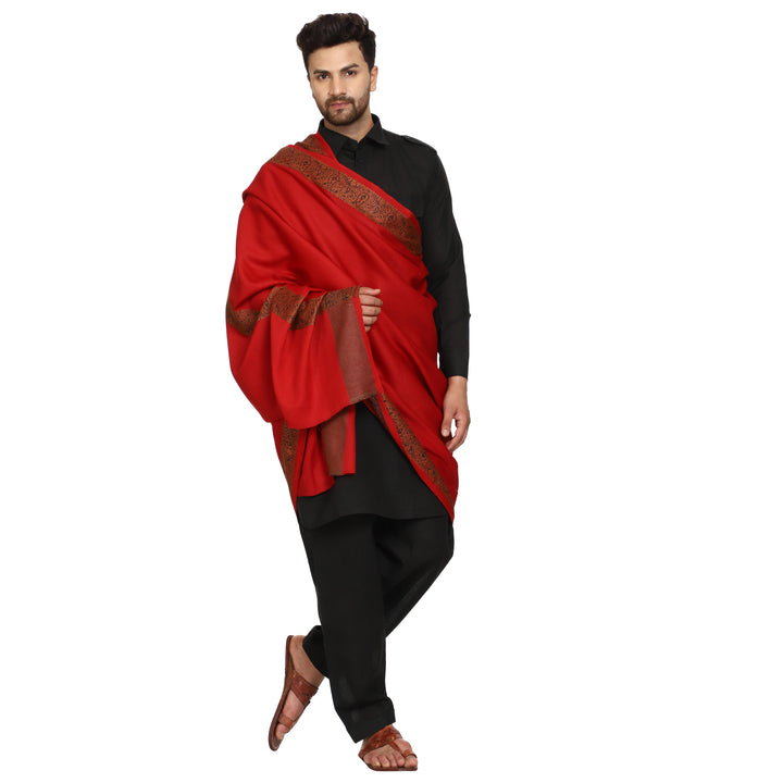 Men's Pure Wool Border Shawl