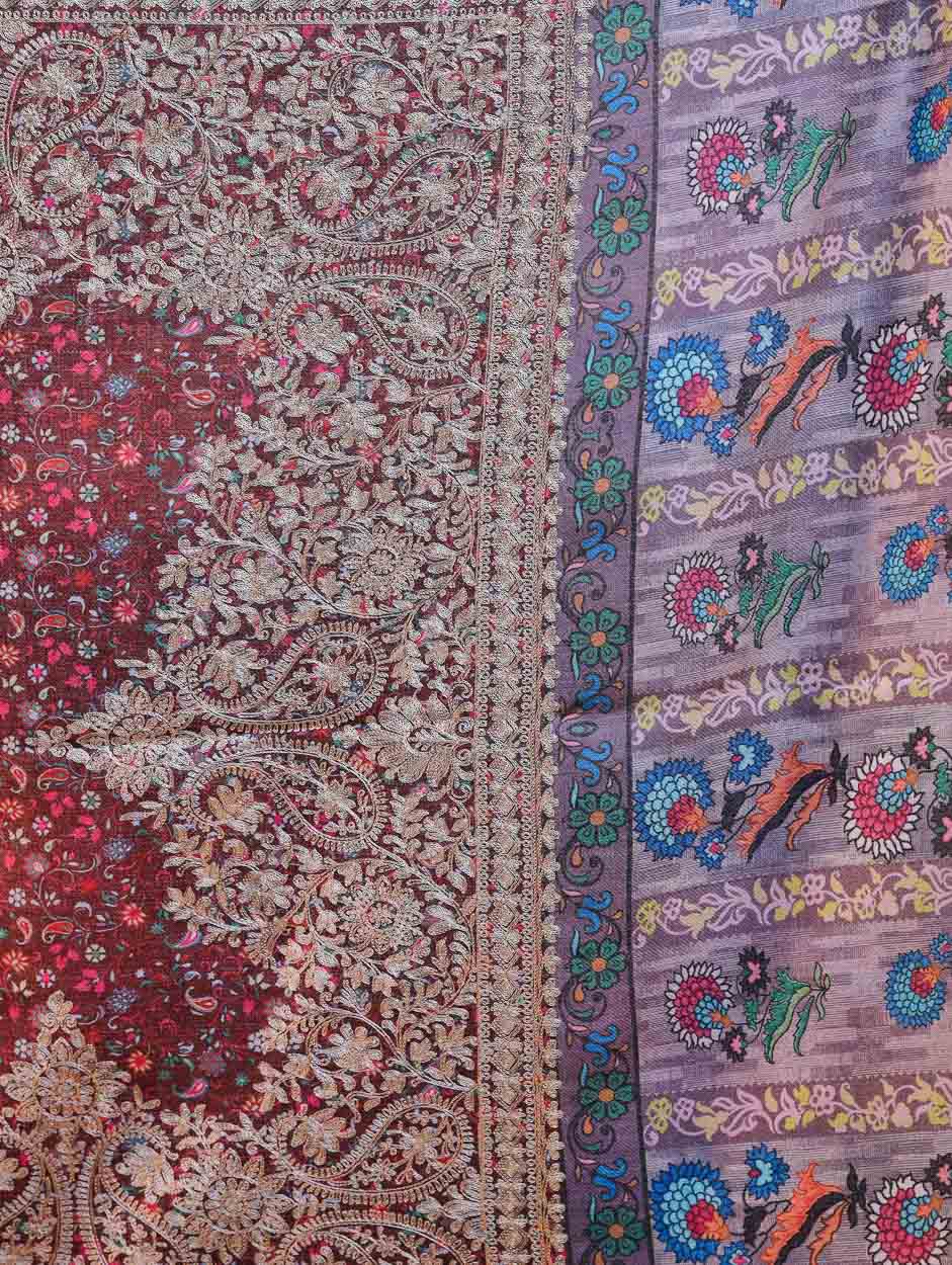 Women's Printed Aari Embroidered Stole