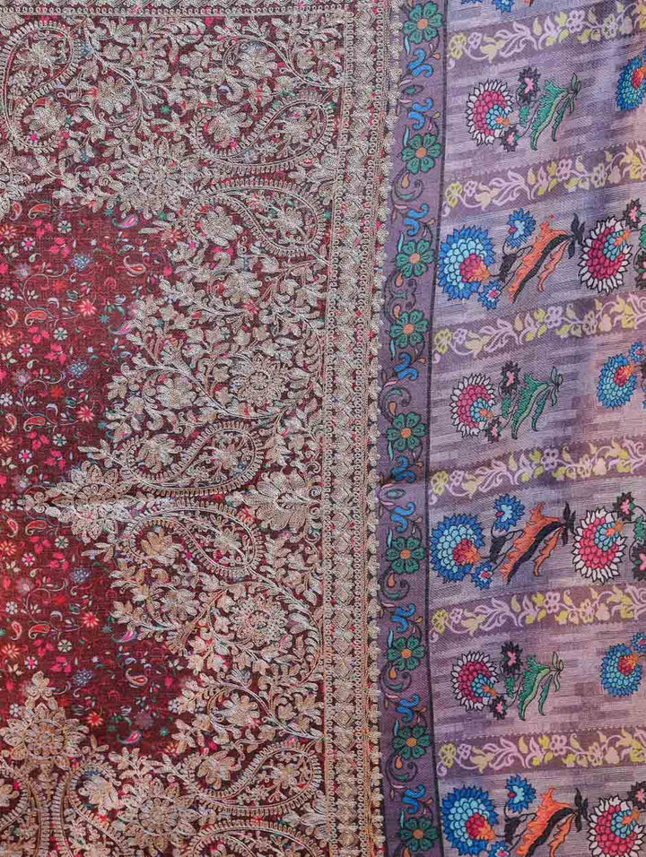 Women's Printed Aari Embroidered Stole