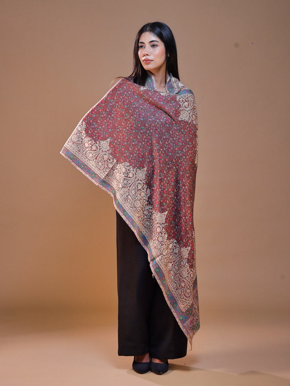 Women's Printed Aari Embroidered Stole
