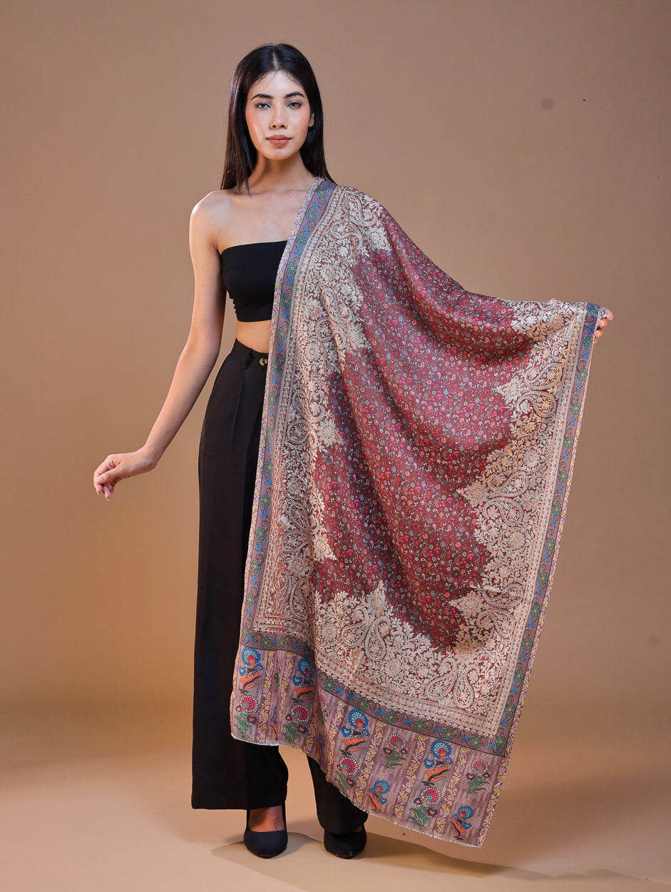 Women's Printed Aari Embroidered Stole
