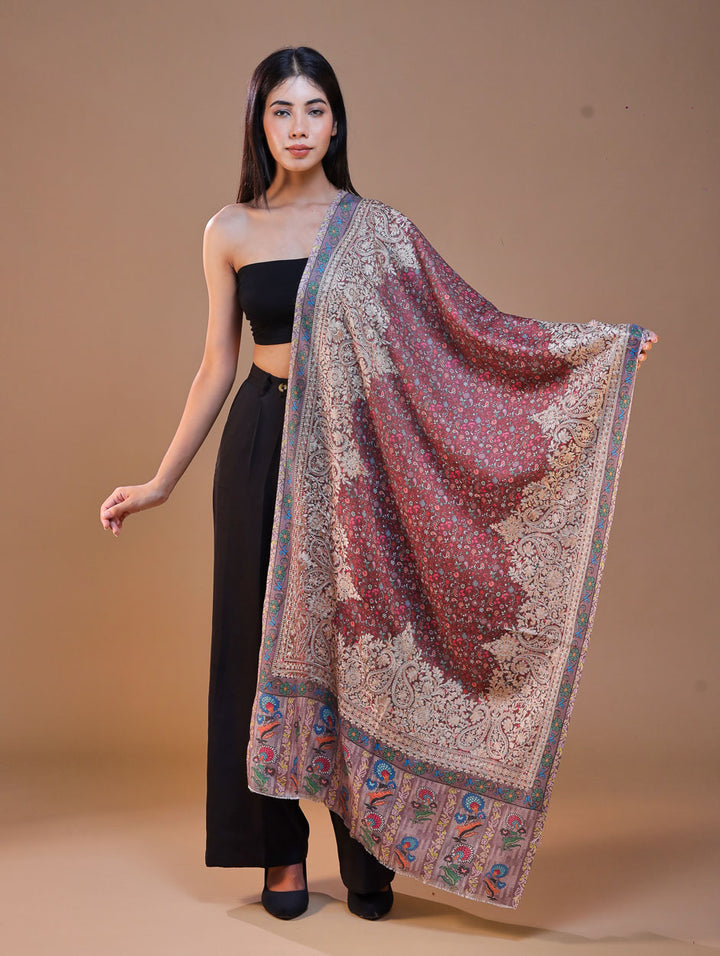Women's Printed Aari Embroidered Stole
