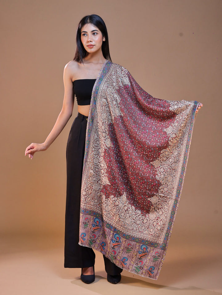 Women's Printed Aari Embroidered Stole