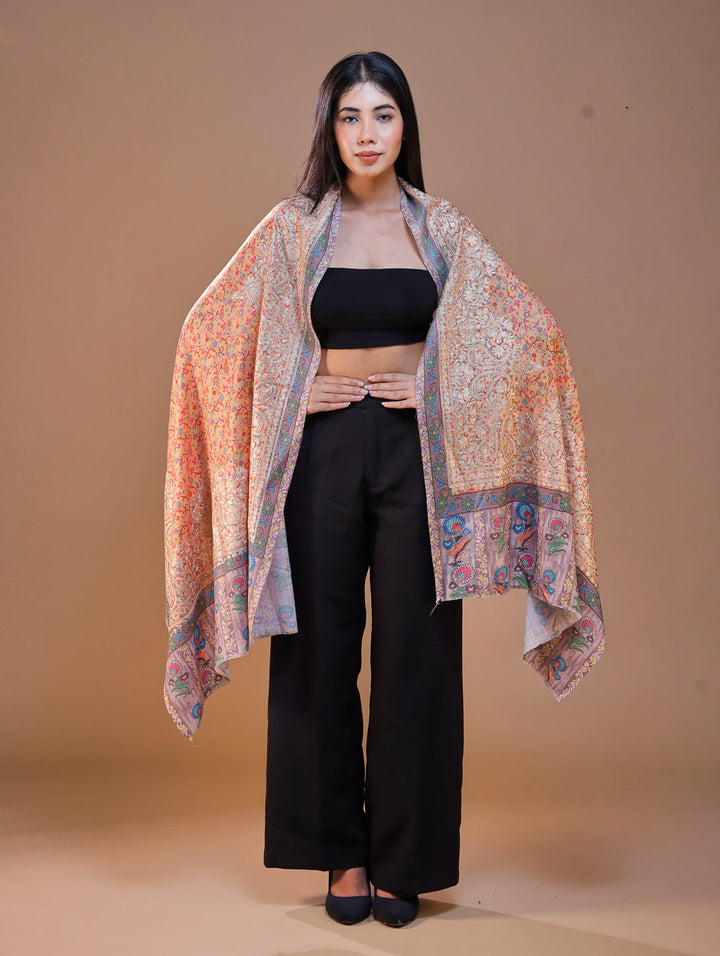 Women's Printed Aari Embroidered Stole