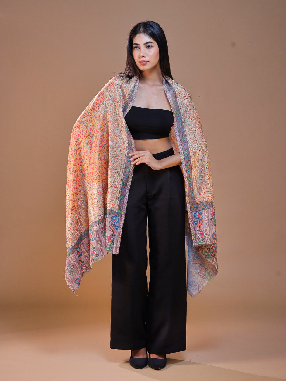 Women's Printed Aari Embroidered Stole