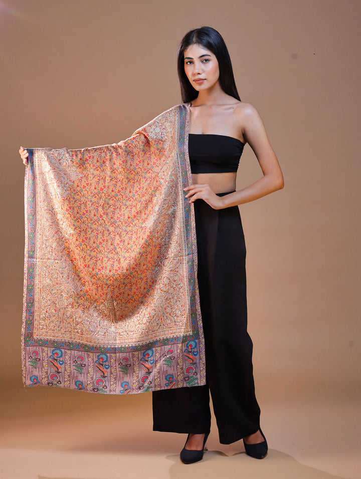 Women's Printed Aari Embroidered Stole