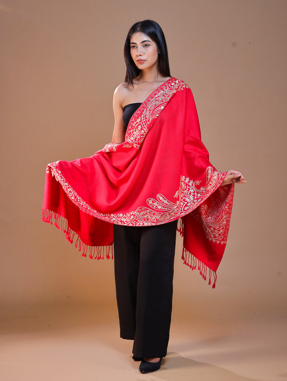 Women's Aari Embroidered Wool Stole