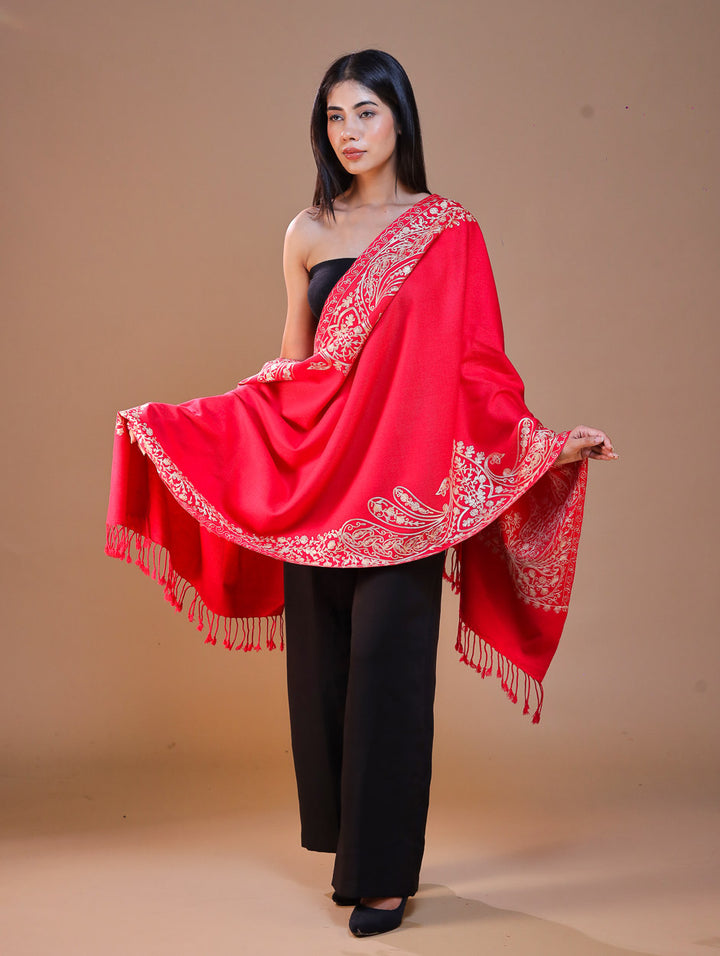 Women's Aari Embroidered Wool Stole