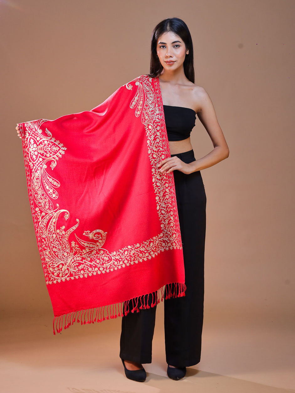 Women's Aari Embroidered Wool Stole