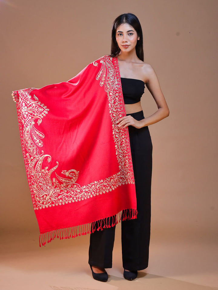Women's Aari Embroidered Wool Stole