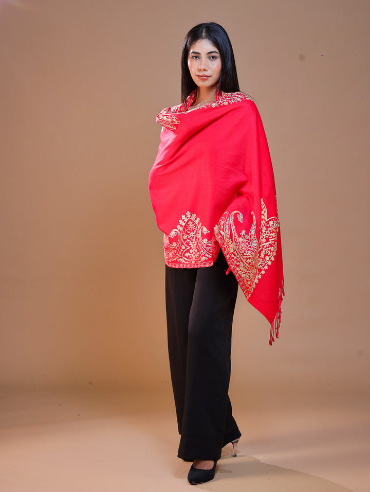 Women's Aari Embroidered Wool Stole