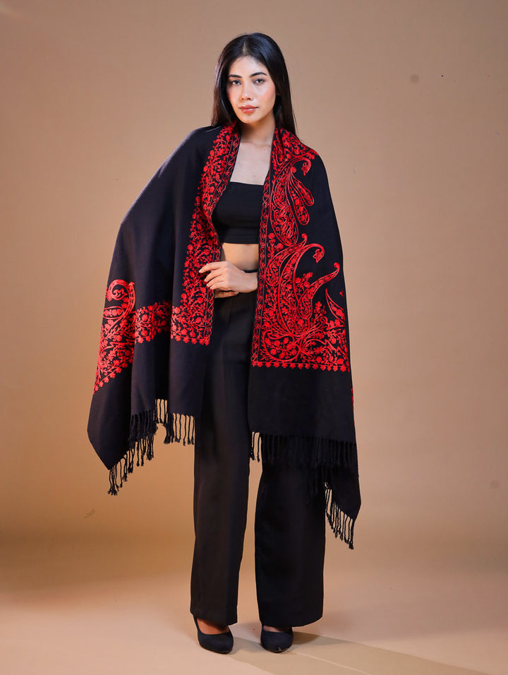 Women's Aari Embroidered Wool Stole