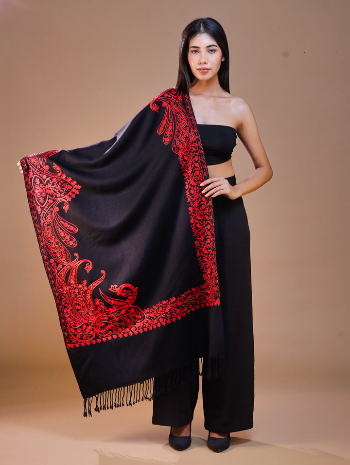 Women's Aari Embroidered Wool Stole