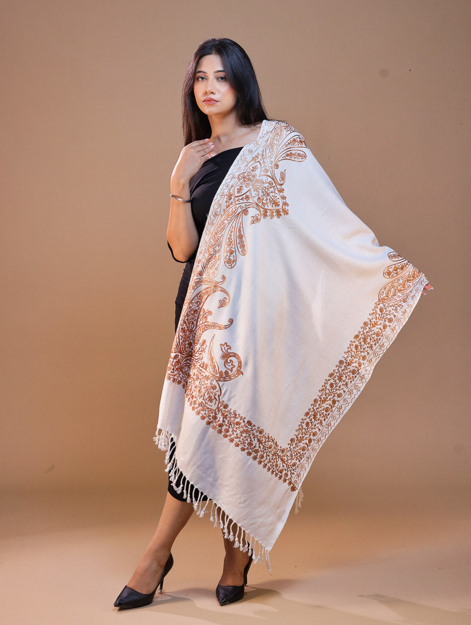 Women's Aari Embroidered Wool Stole