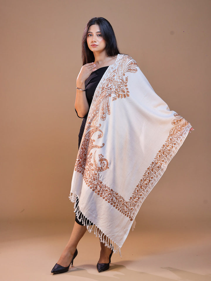 Women's Aari Embroidered Wool Stole