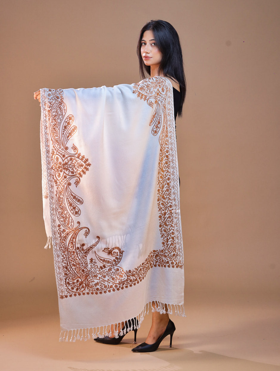 Women's Aari Embroidered Wool Stole