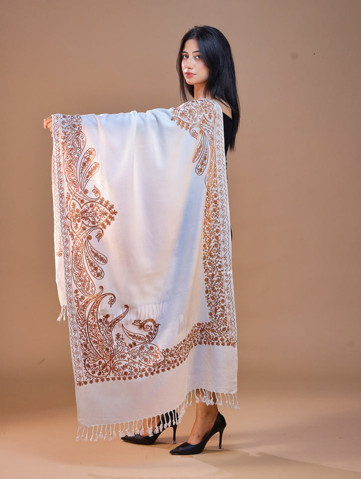 Women's Aari Embroidered Wool Stole