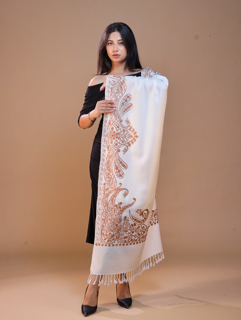 Women's Aari Embroidered Wool Stole