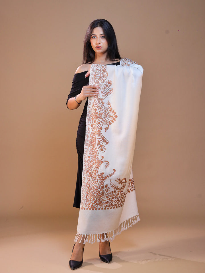 Women's Aari Embroidered Wool Stole