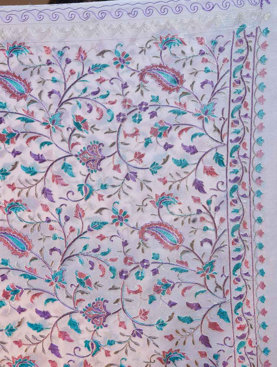 Women's Aari Embroidery Wool Shawl