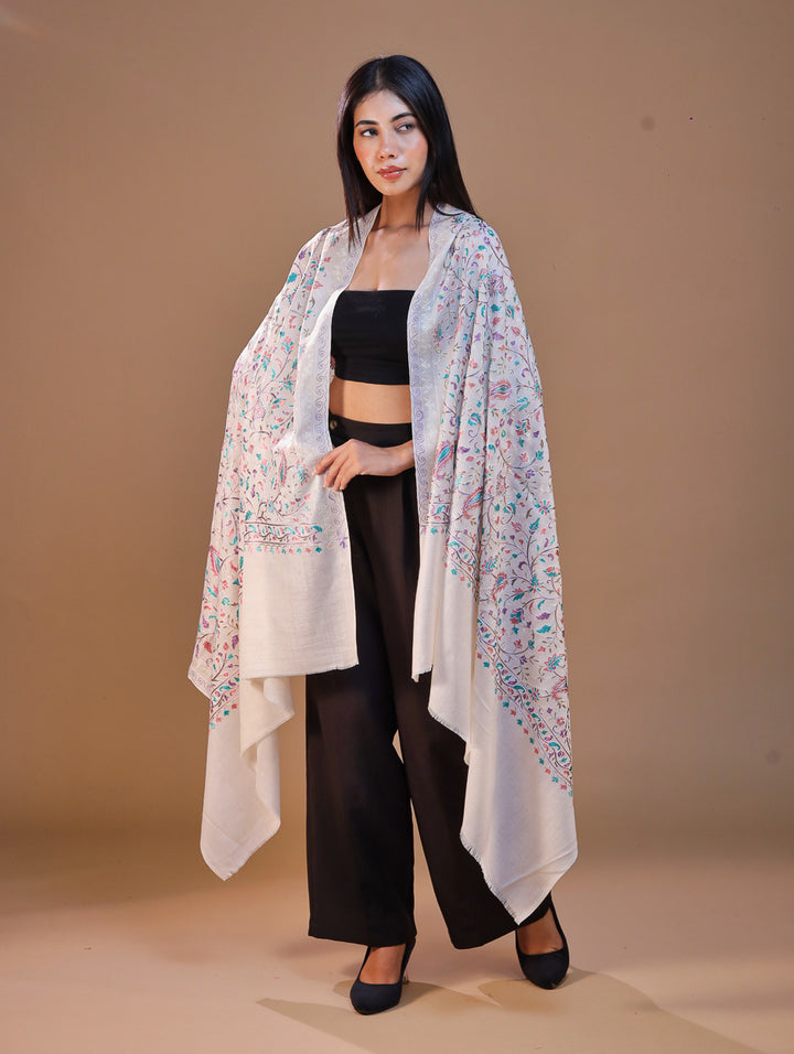 Women's Aari Embroidery Wool Shawl