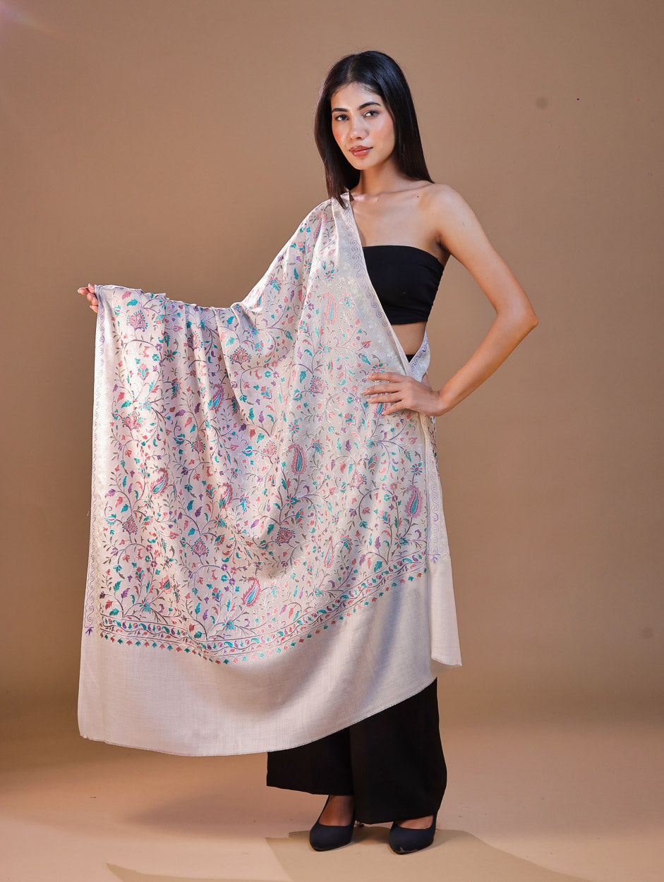 Women's Aari Embroidery Wool Shawl