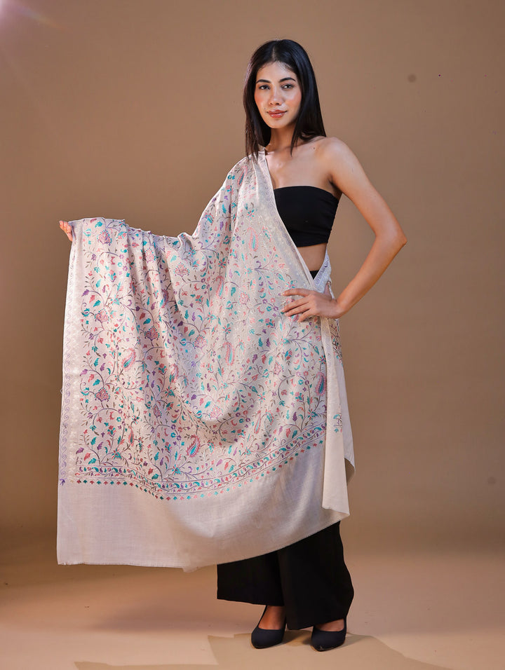 Women's Aari Embroidery Wool Shawl