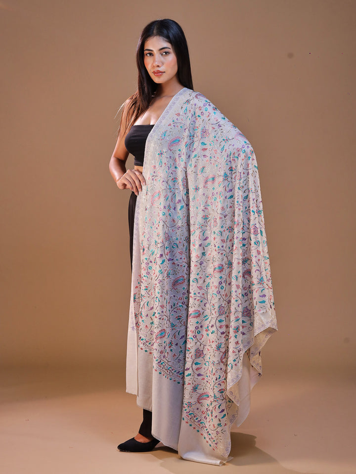 Women's Aari Embroidery Wool Shawl