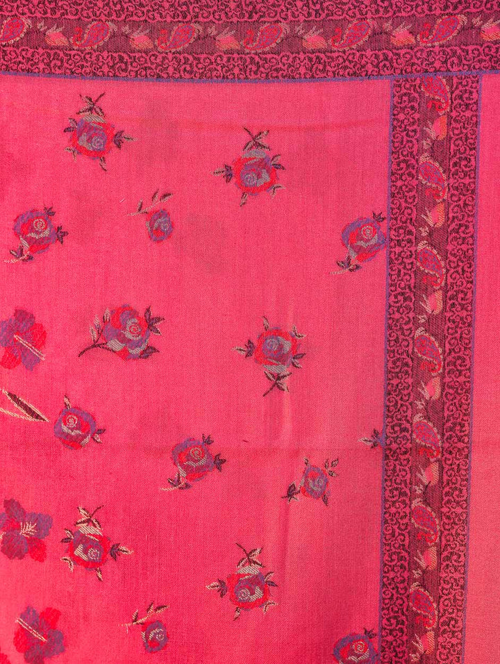 महिलाओं के लिए सफ़ेद कानी ऊनी पुष्प शॉल