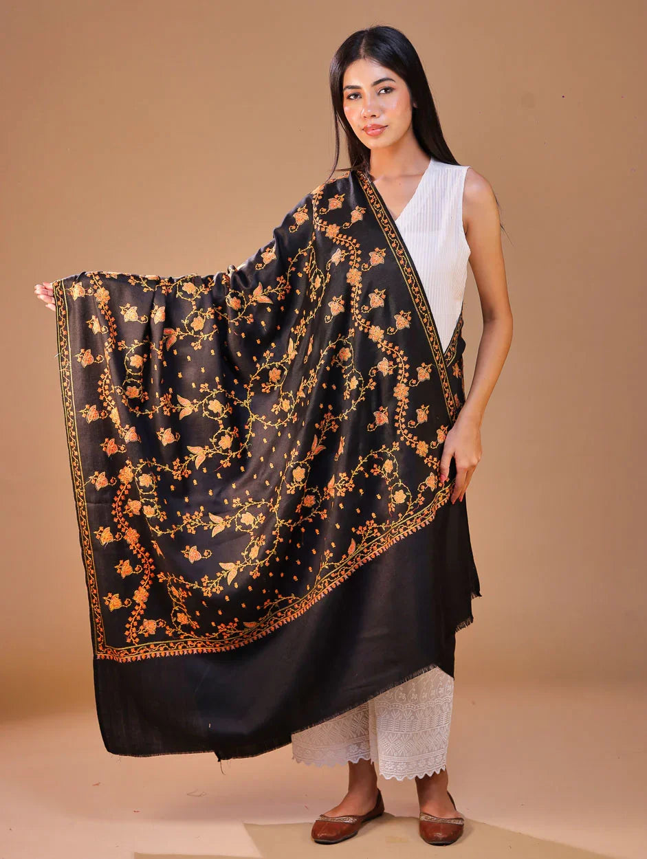 Women's Aari Hand Embroidered Wool Shawl – SWI Stylish