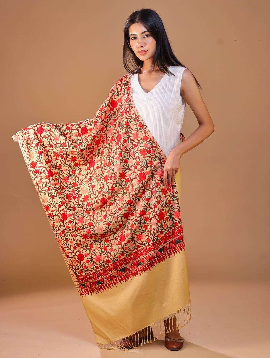 Women's Embroidered Wool Stole