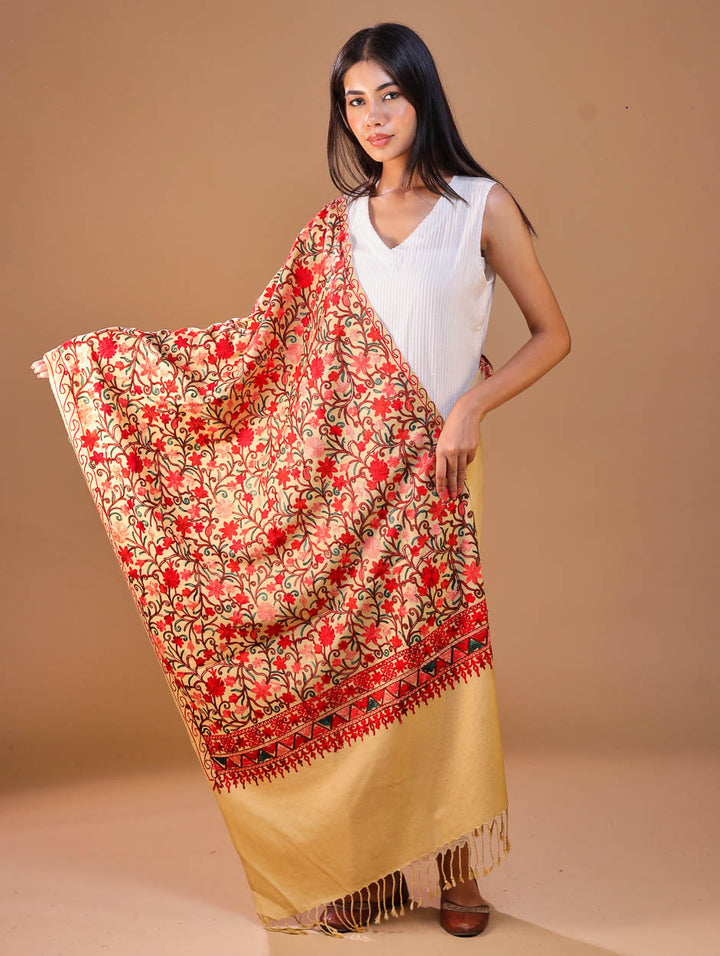 Women's Embroidered Wool Stole