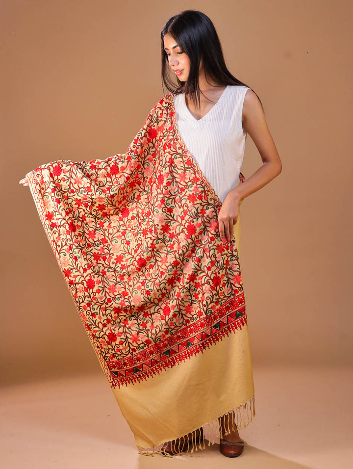Women's Embroidered Wool Stole