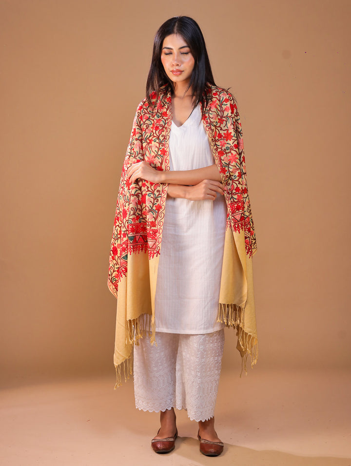 Women's Embroidered Wool Stole