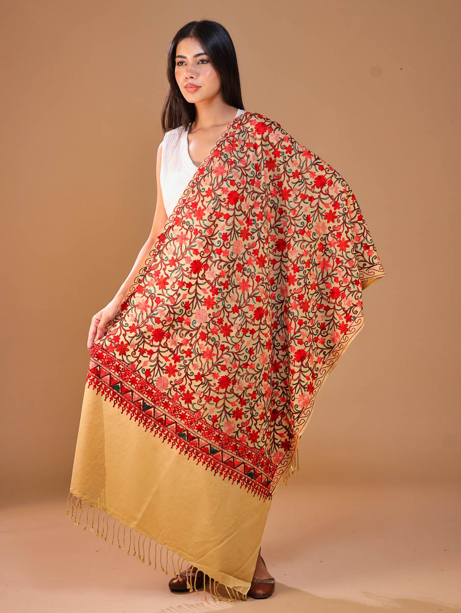 Women's Embroidered Wool Stole