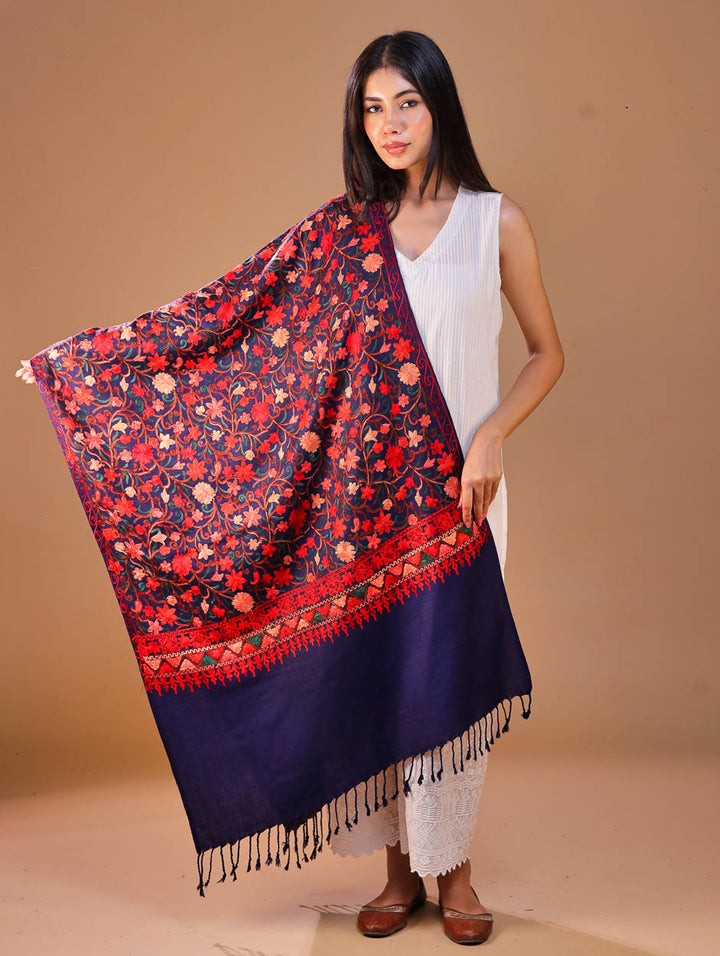 Women's Embroidered Wool Stole