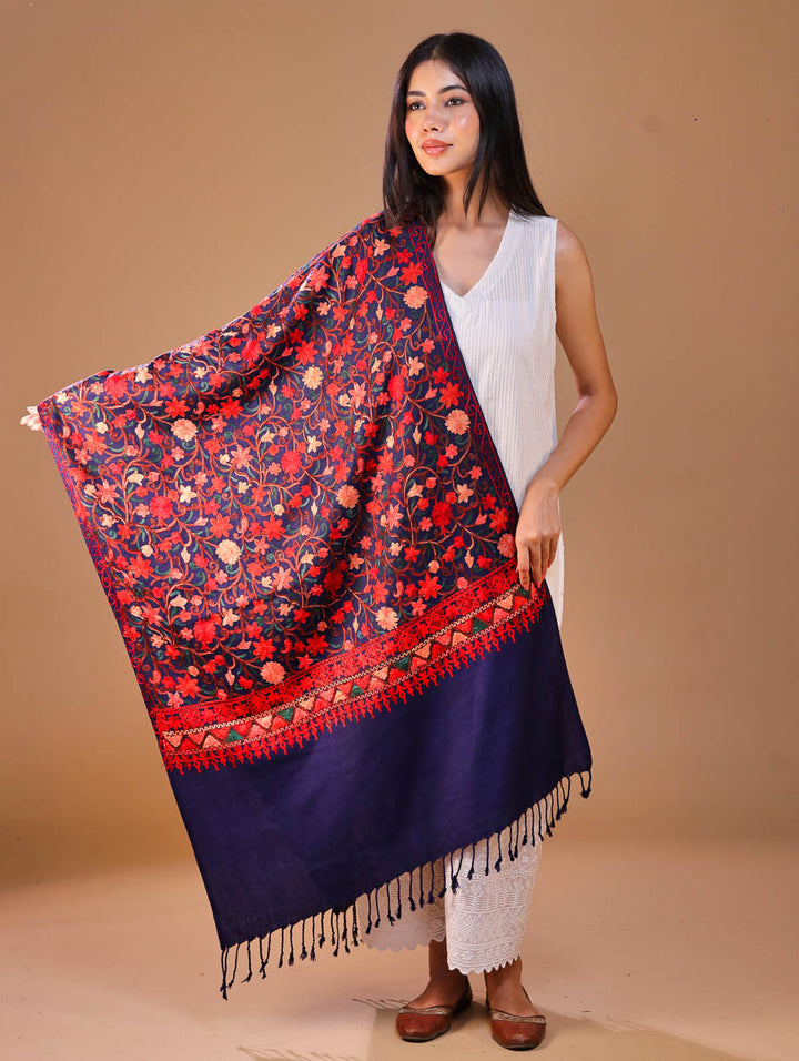 Women's Embroidered Wool Stole