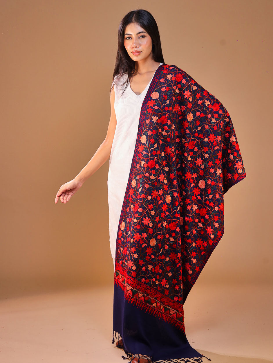 Women's Embroidered Wool Stole