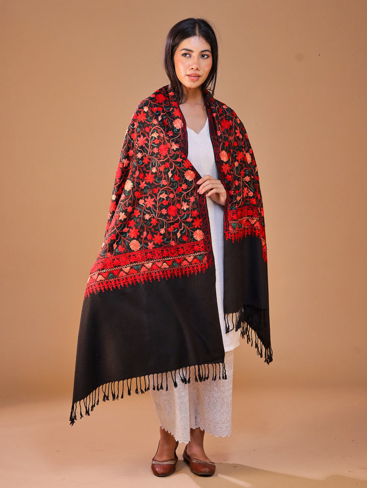 Women's Embroidered Wool Stole