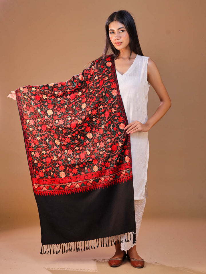 Women's Embroidered Wool Stole