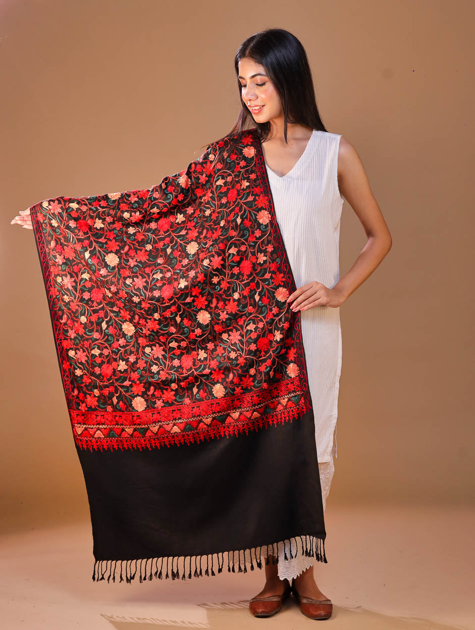 Women's Embroidered Wool Stole