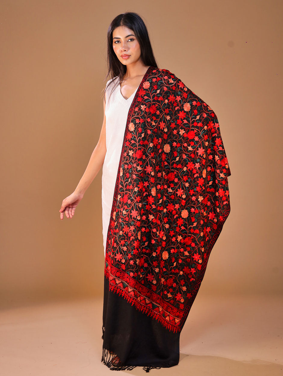 Women's Embroidered Wool Stole