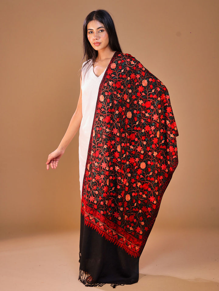Women's Embroidered Wool Stole