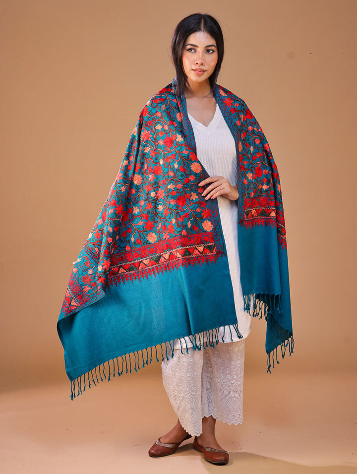 Women's Embroidered Wool Stole