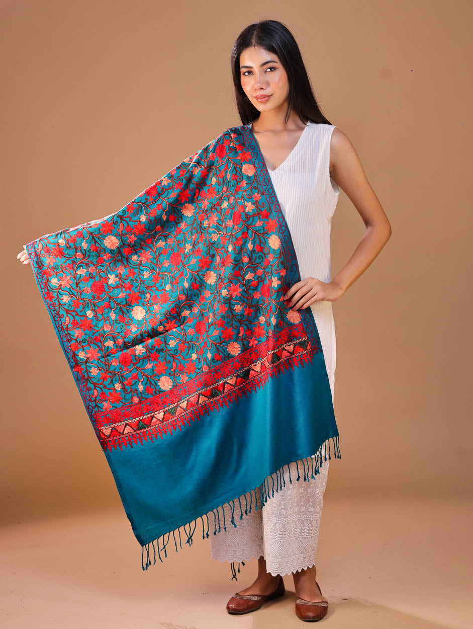 Women's Embroidered Wool Stole