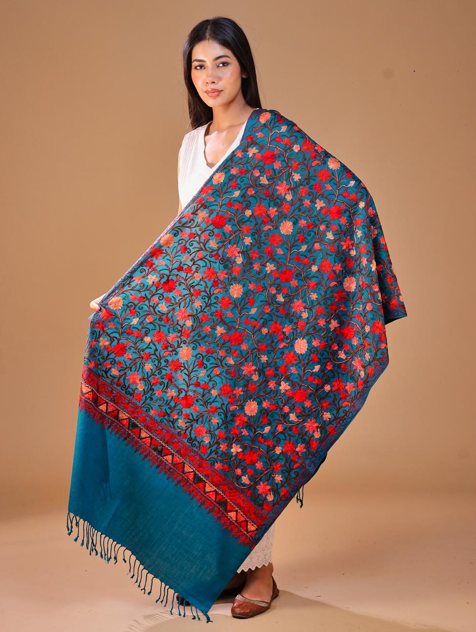 Women's Embroidered Wool Stole