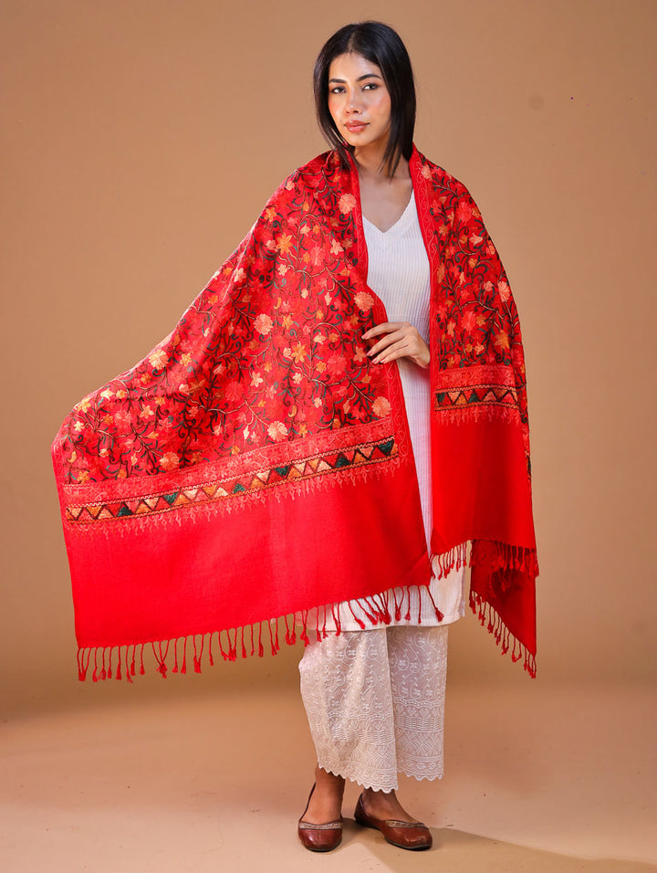 Women's Embroidered Wool Stole
