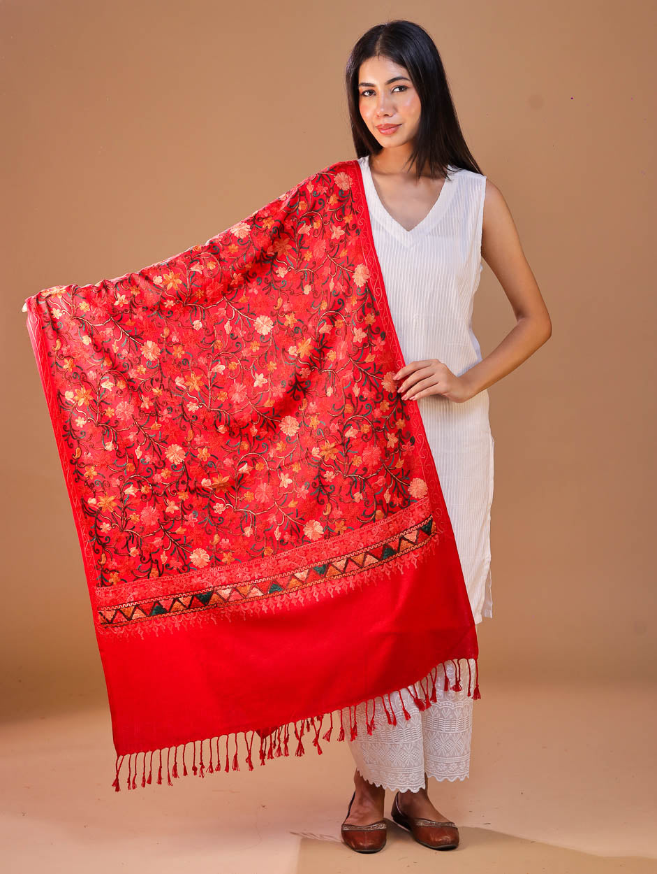 Women's Embroidered Wool Stole