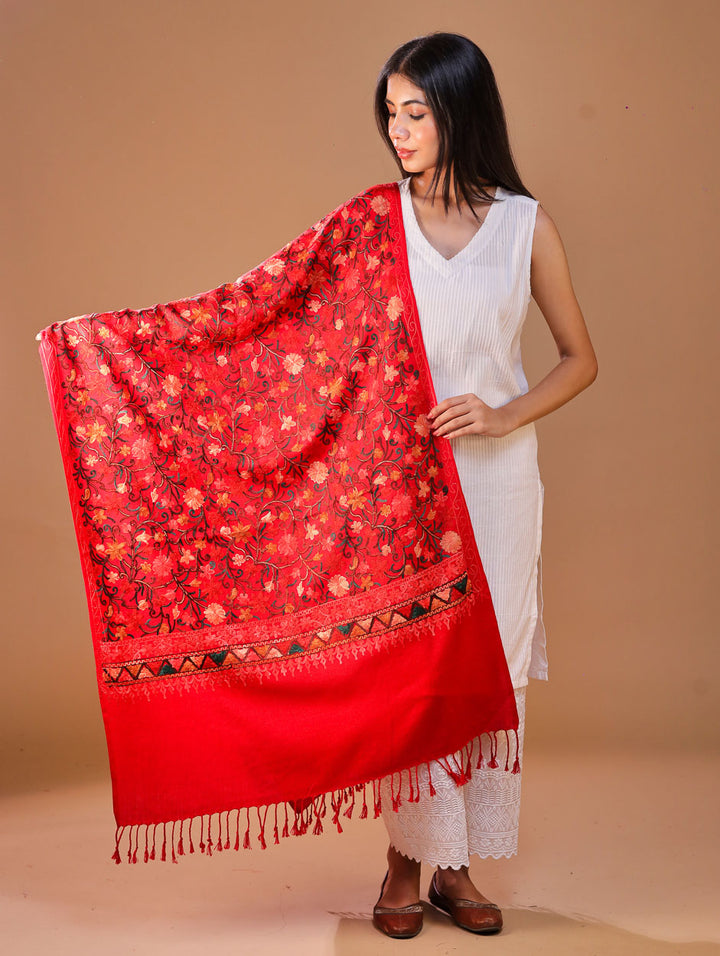 Women's Embroidered Wool Stole
