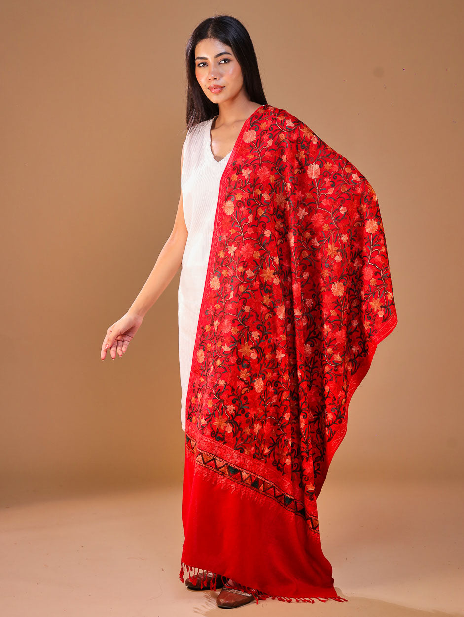 Women's Embroidered Wool Stole
